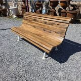 Antique garden bench made of cast iron and oak slats