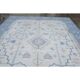 1970s Turkish Oushak Handmade Wool Cotton Blue Beige Area Rug 230x325