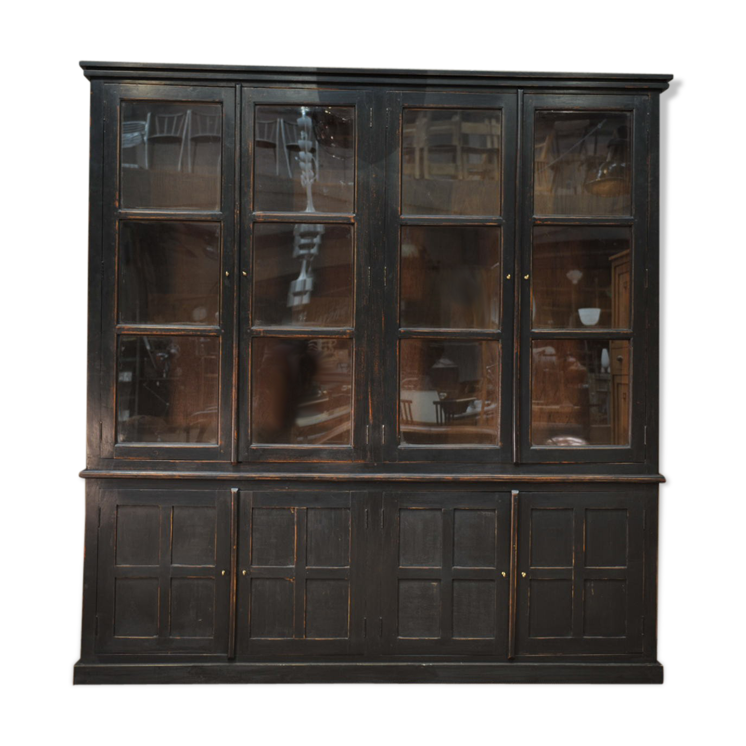 Glass library in teak 1970 patinated black