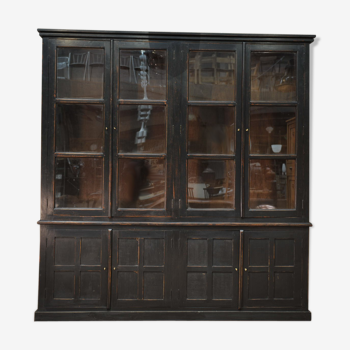 Glass library in teak 1970 patinated black