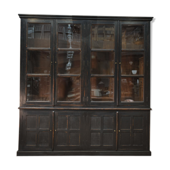 Glass library in teak 1970 patinated black
