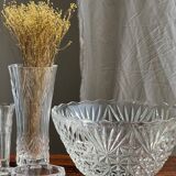 Large glass salad bowl with diamond points D30