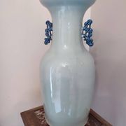 Large Chinese celadon-colored vase with animal and floral decoration, late 19th-early 20th century