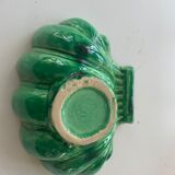 Green and red vintage dabbling enamelled ceramic shell