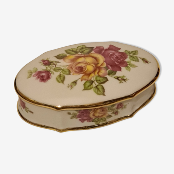 Limoges Porcelain Box H.T. floral décor