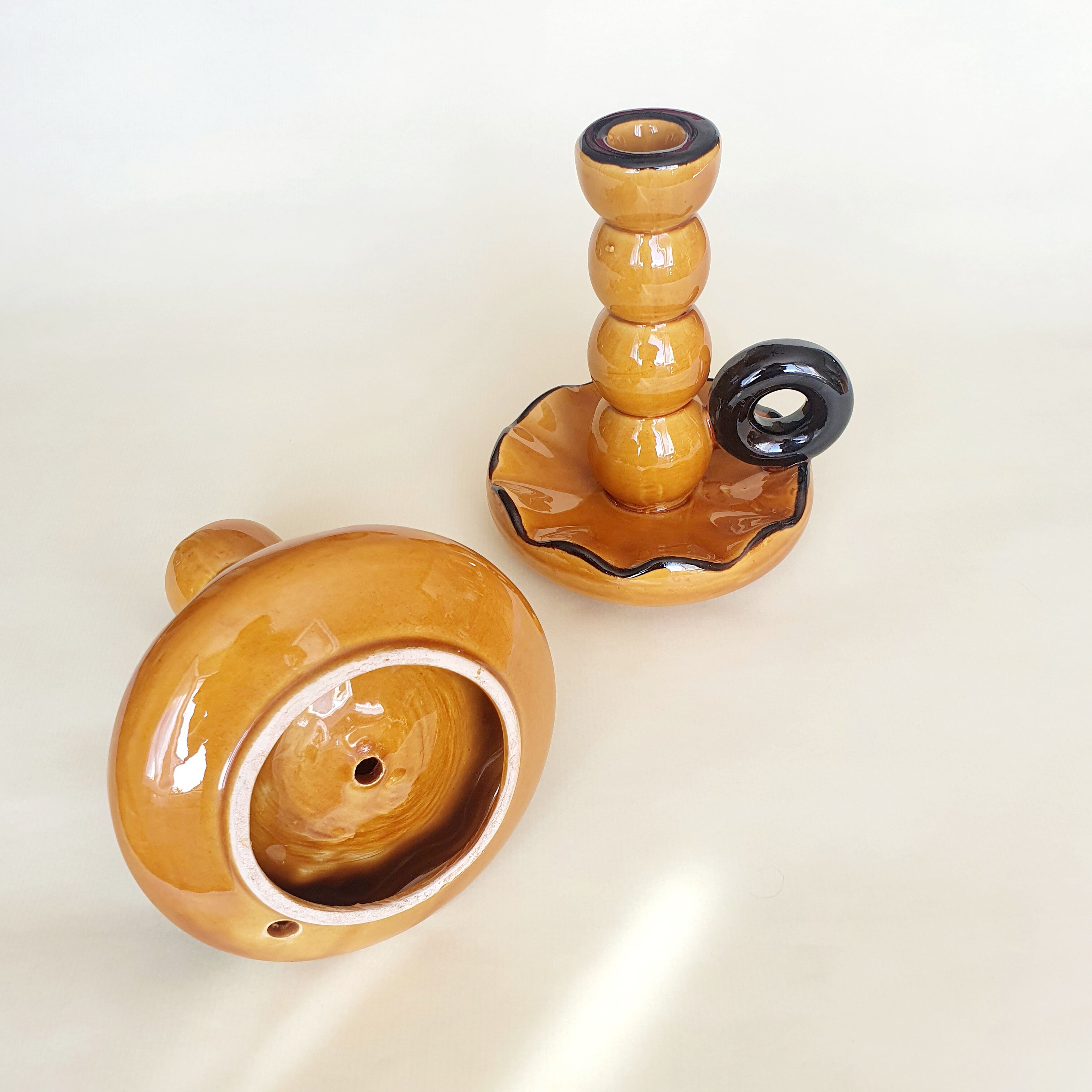 Pair of ceramic candle holders 1950