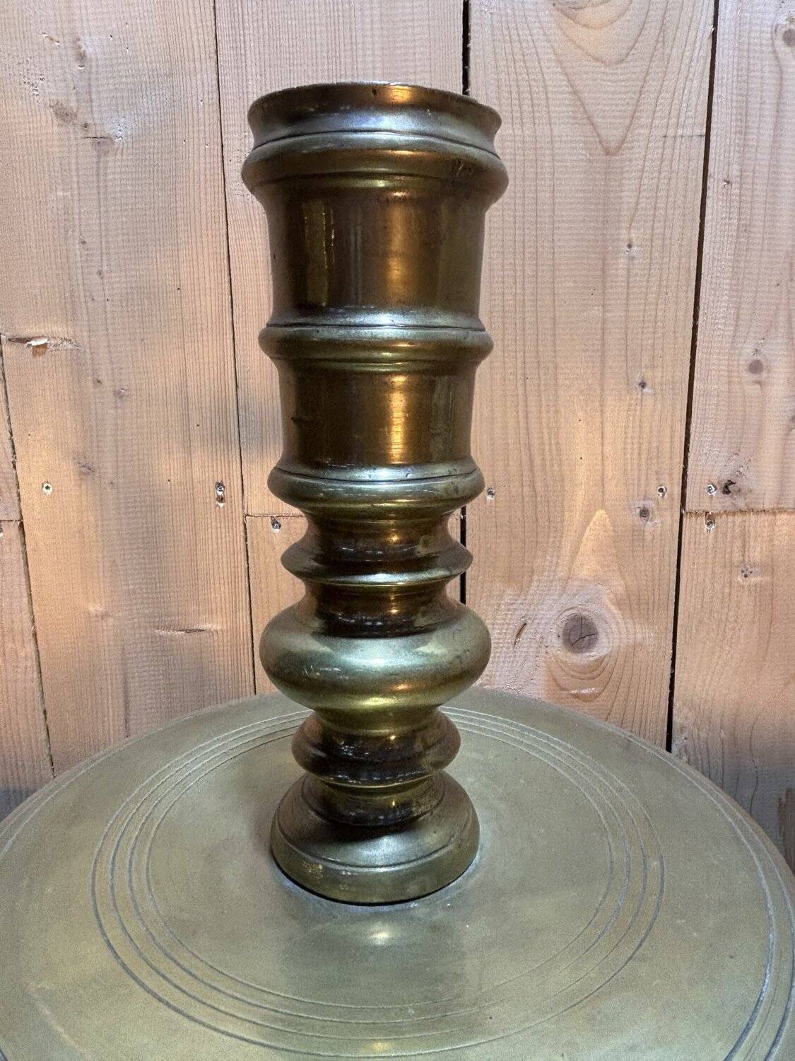 Pair of important brass candle holders