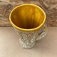 Old pitcher vase Vallauris fat lava yellow ceramic white foams #b479
