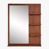 Scandinavian wooden mirror with integrated shelves