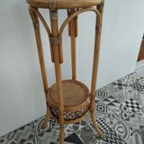 Sellette porte plante rotin vintage