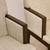 Pair of armchairs cube year 1960 fabric chiné beige restored. Sam SAM ref