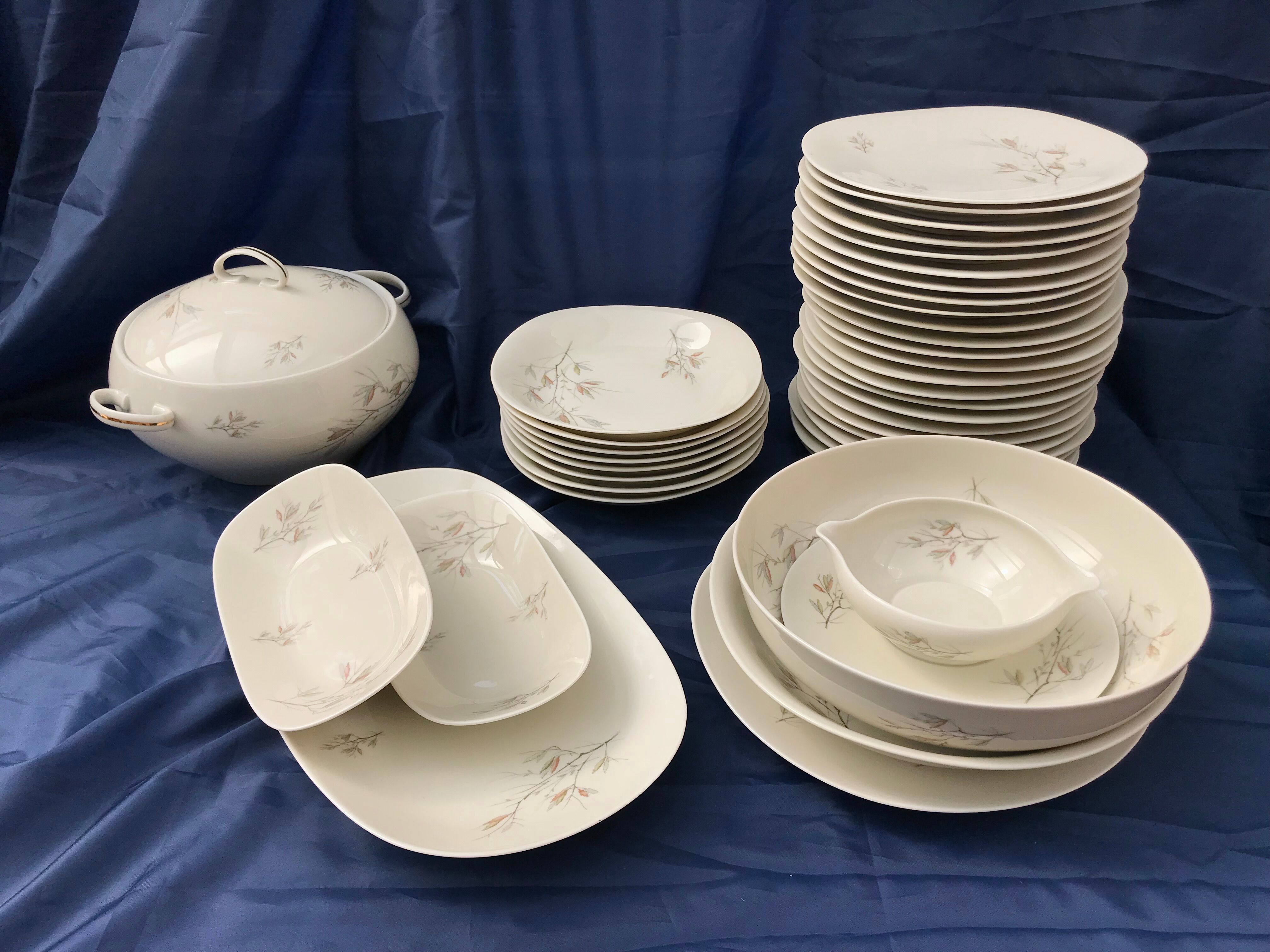 Vintage service porcelain Limoges 37 pieces france limoges unic beige gray gold