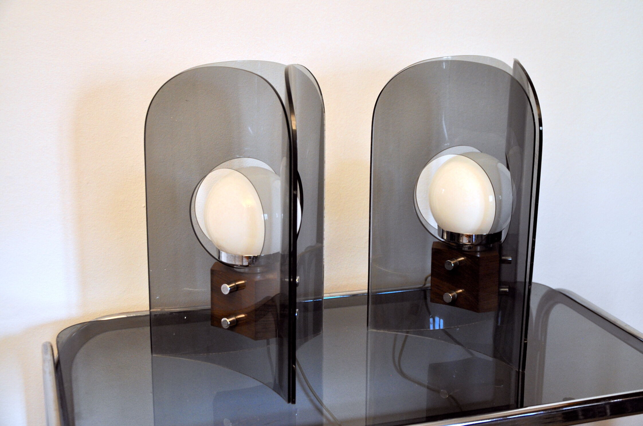 Pair of Midcentury Lamp, Metcidrylate and Wood, Denmark