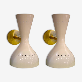 Pair diabolo beige brass design Italian