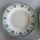 Set of 6 blue and green ironstone deep plates, French earthenware.