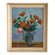 Old oil painting on panel bouquet of flowers