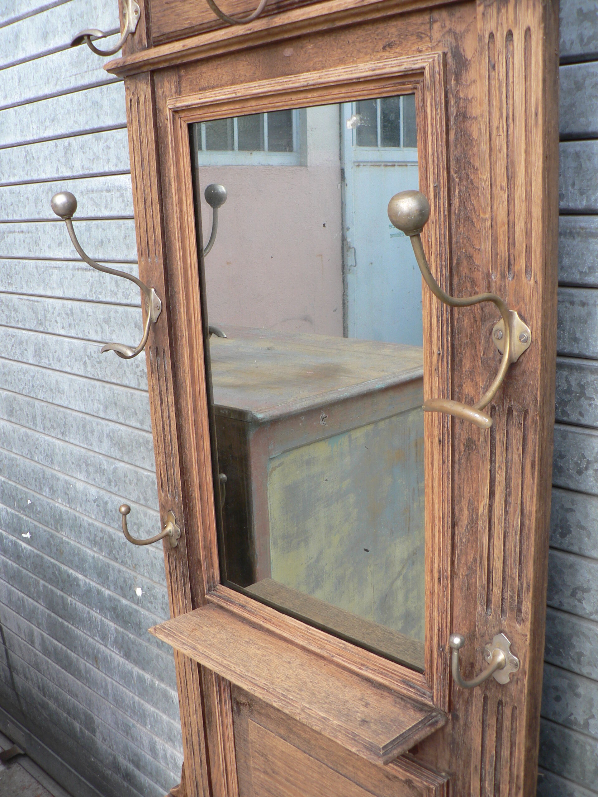 Coat rack wall mirror