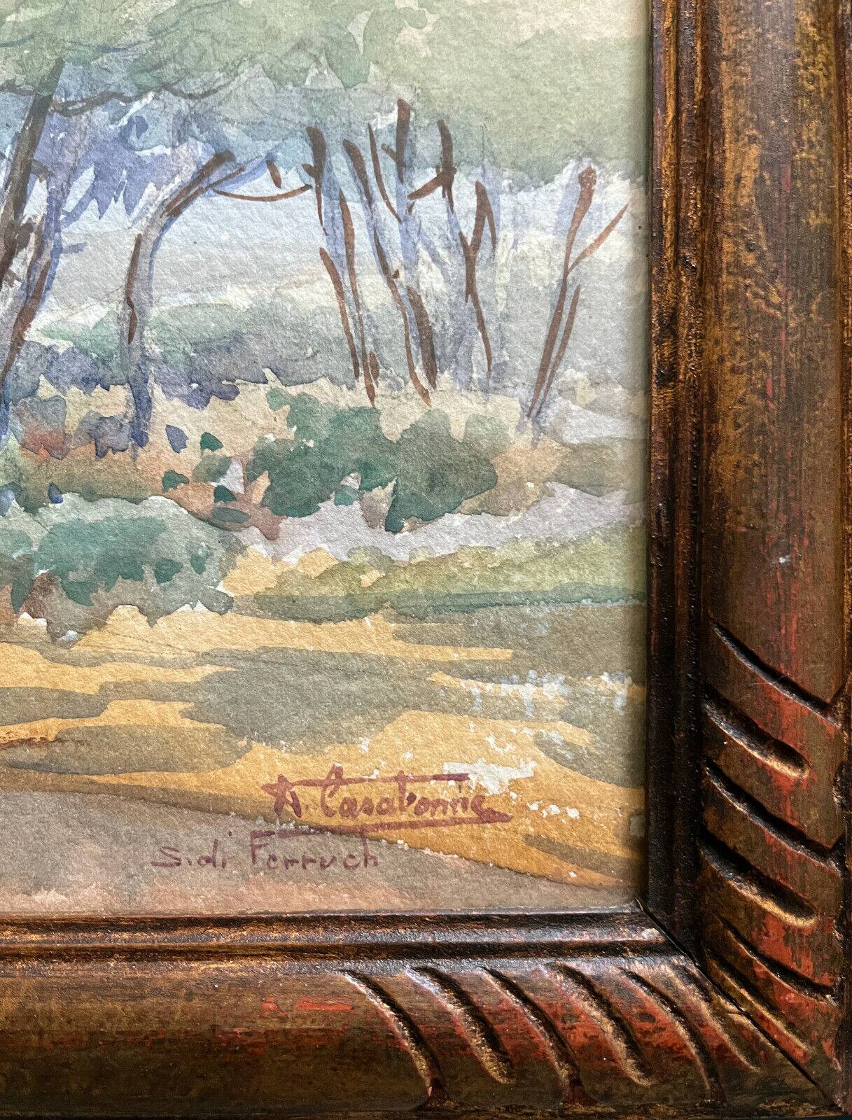 Watercolor painting andré casabonne (1922-1950) orientalist sidi ferruch algeria