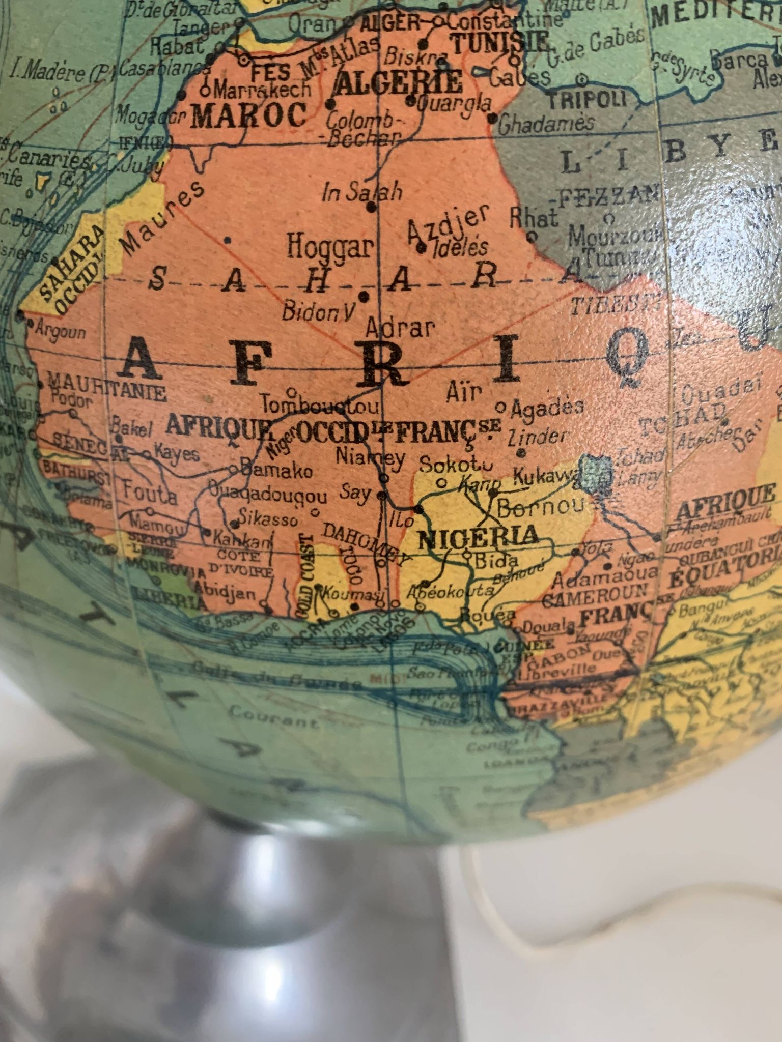 J.Forest vintage glass globe 1950 world map - 37 cm