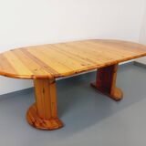 Vintage Scandinavian round pine dining table from the 60s 70s