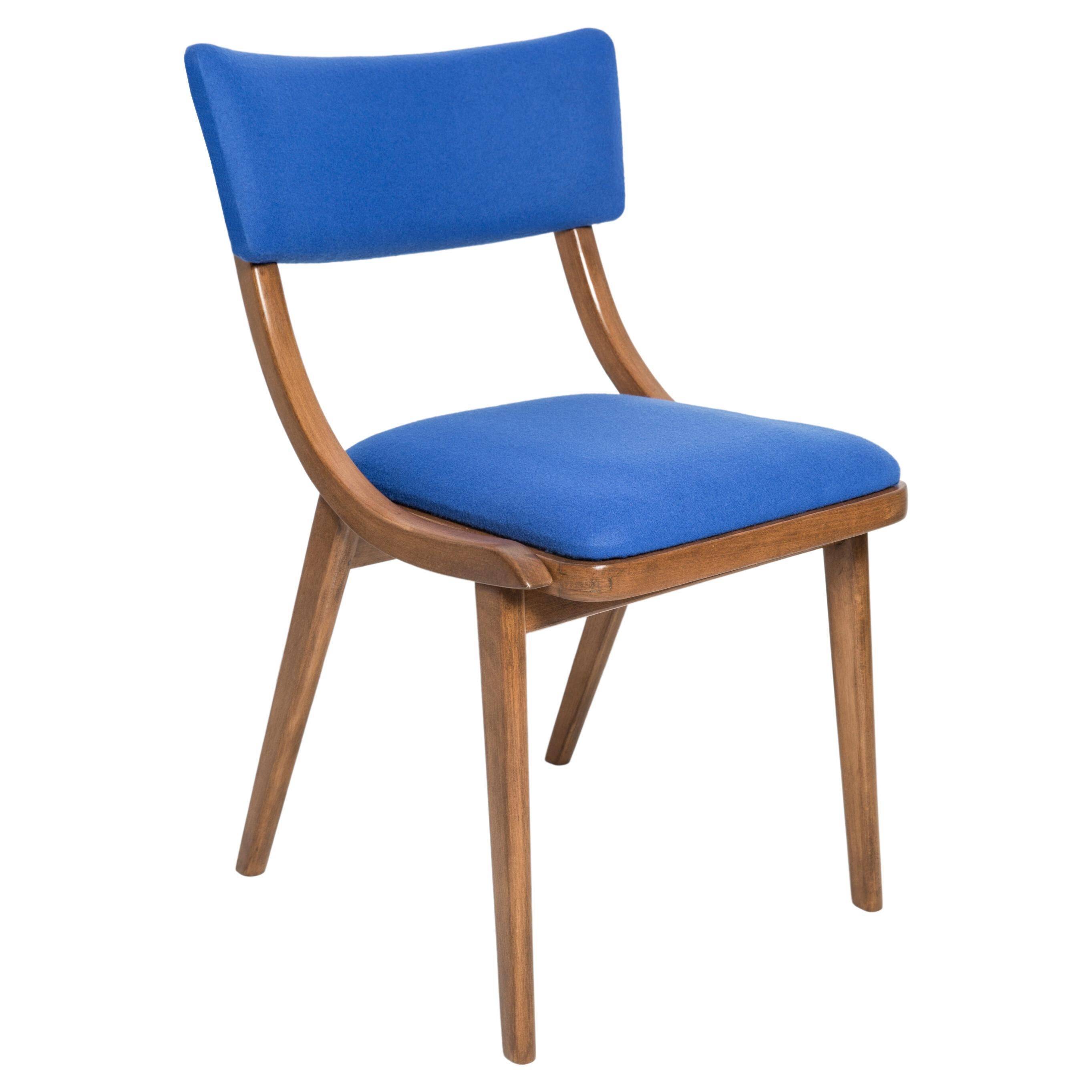 Bumerang Chair Mid-Century Modern, Royal Blue Wool, Poland, 1960s