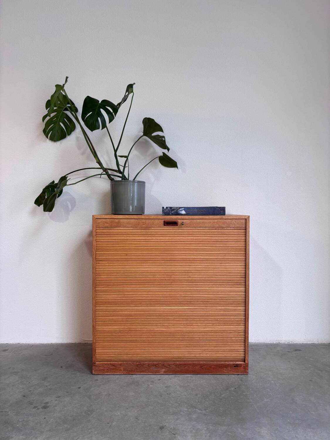 Vintage tambour cabinet - archive in oak