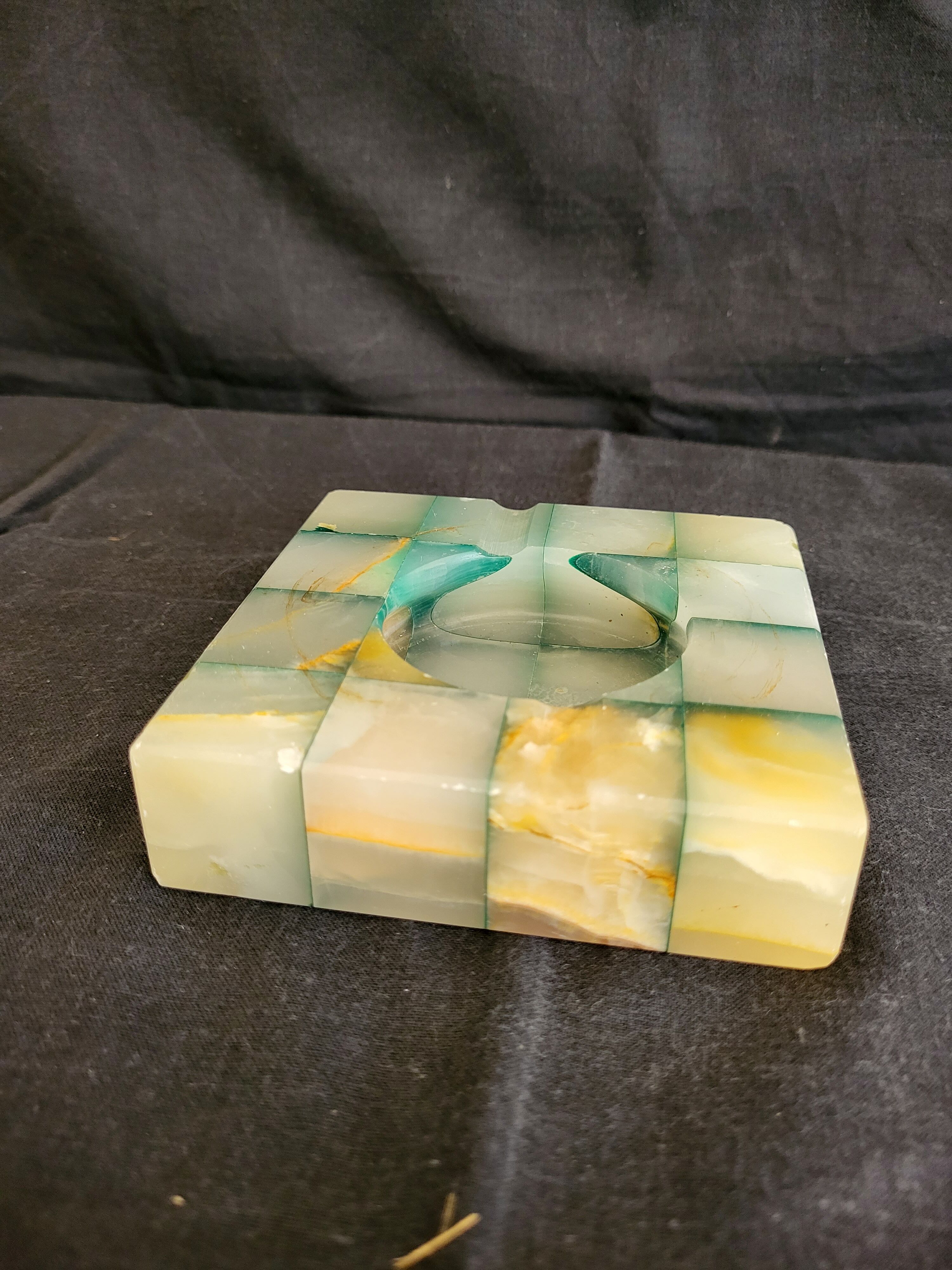 Green marble ashtray