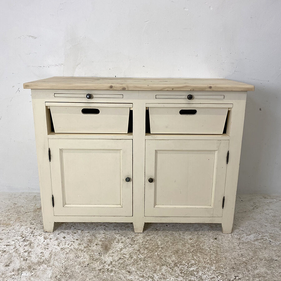 Sideboard beige light top solid wood raw