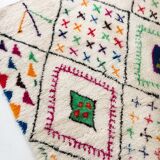 Moroccan Berber carpet azilal ecru with diamonds and colorful patterns 300x188cm