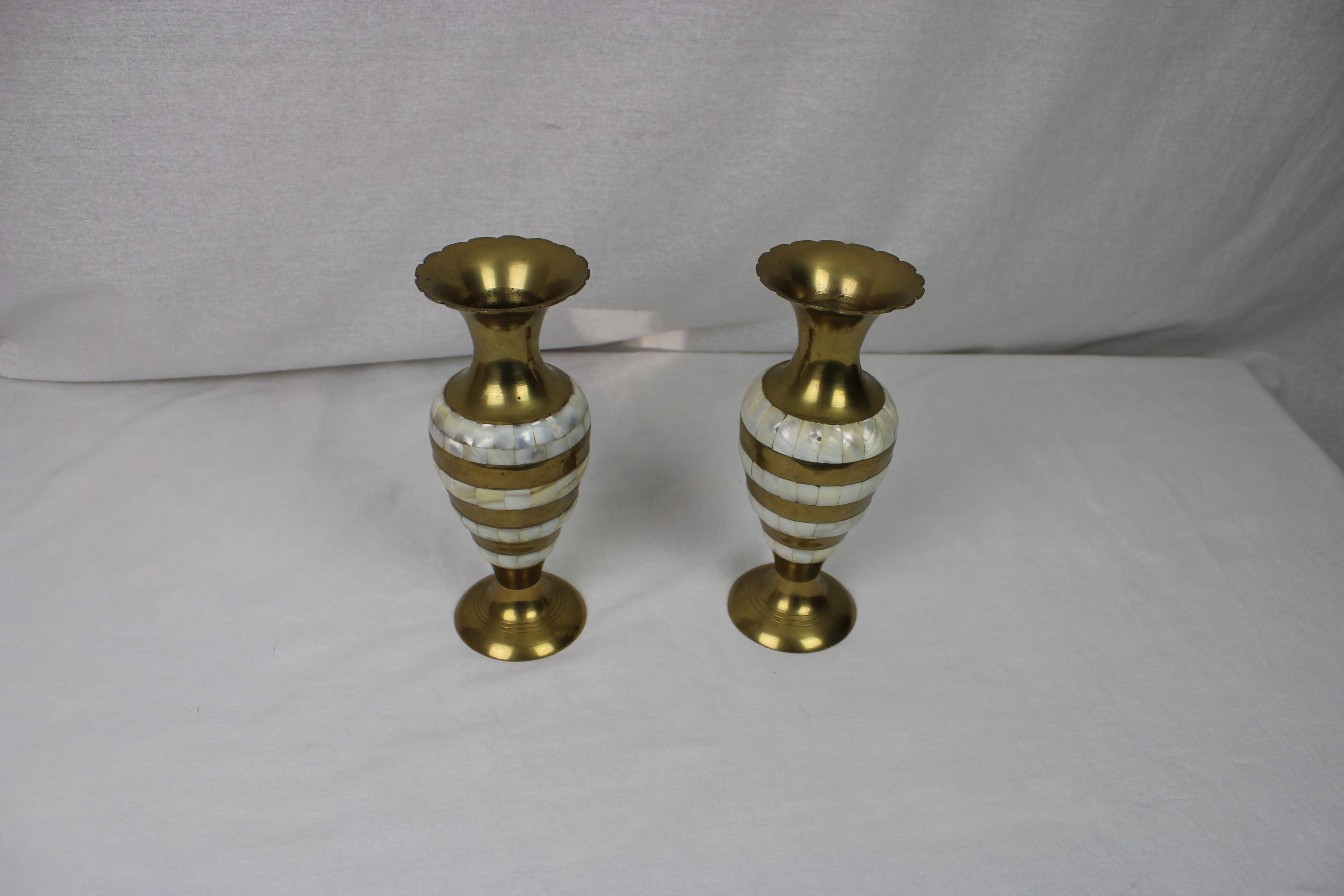 Vase laiton et nacre
