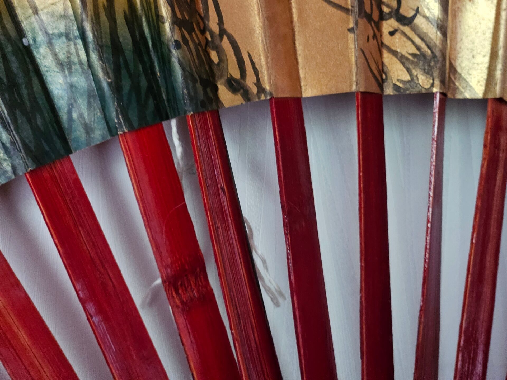 Large vintage hand-painted Japanese fan