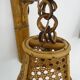 Pair of rattan and cane lantern wall lights. 1950s-60s