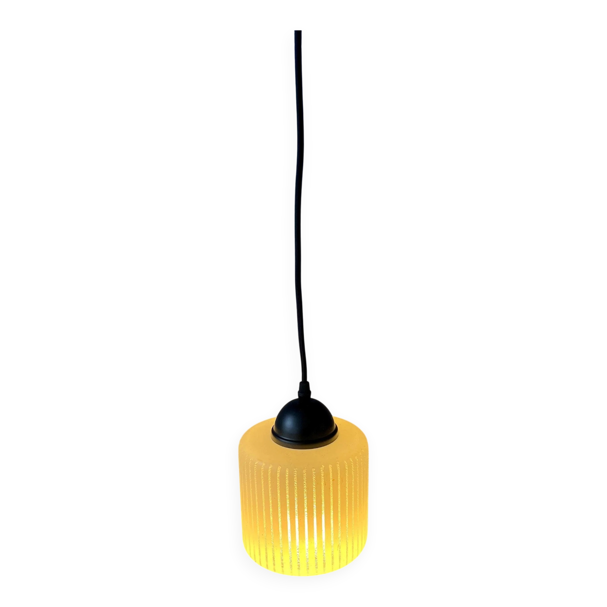 Suspension en verre en forme de « canette » rayée, Mid-Century