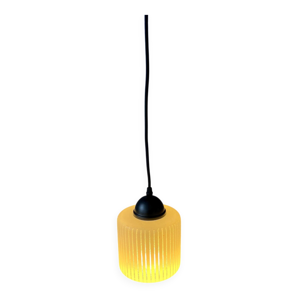 Suspension en verre en forme de « canette » rayée, Mid-Century