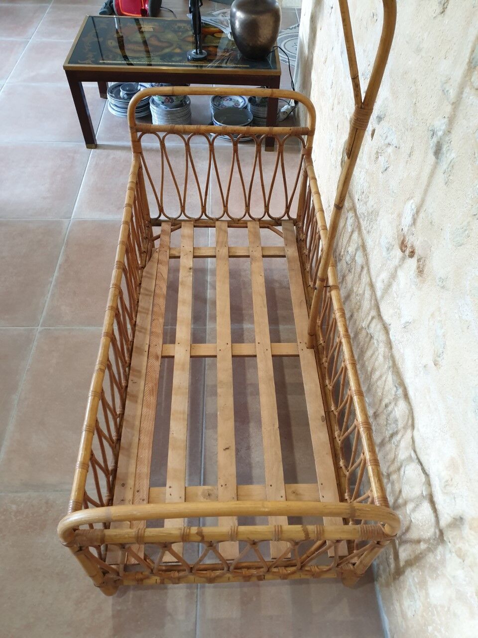 Old rattan bed