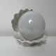 Ceramic lamp shell open white enamel vintage pearl night light