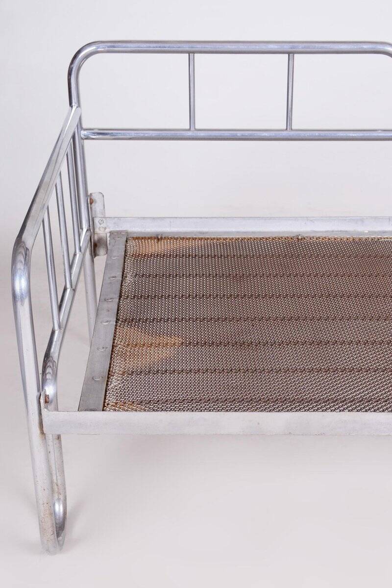 Bauhaus Blue Chrome Sofa, Czechia, 1930s