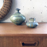 Vase pot en céramique bleu