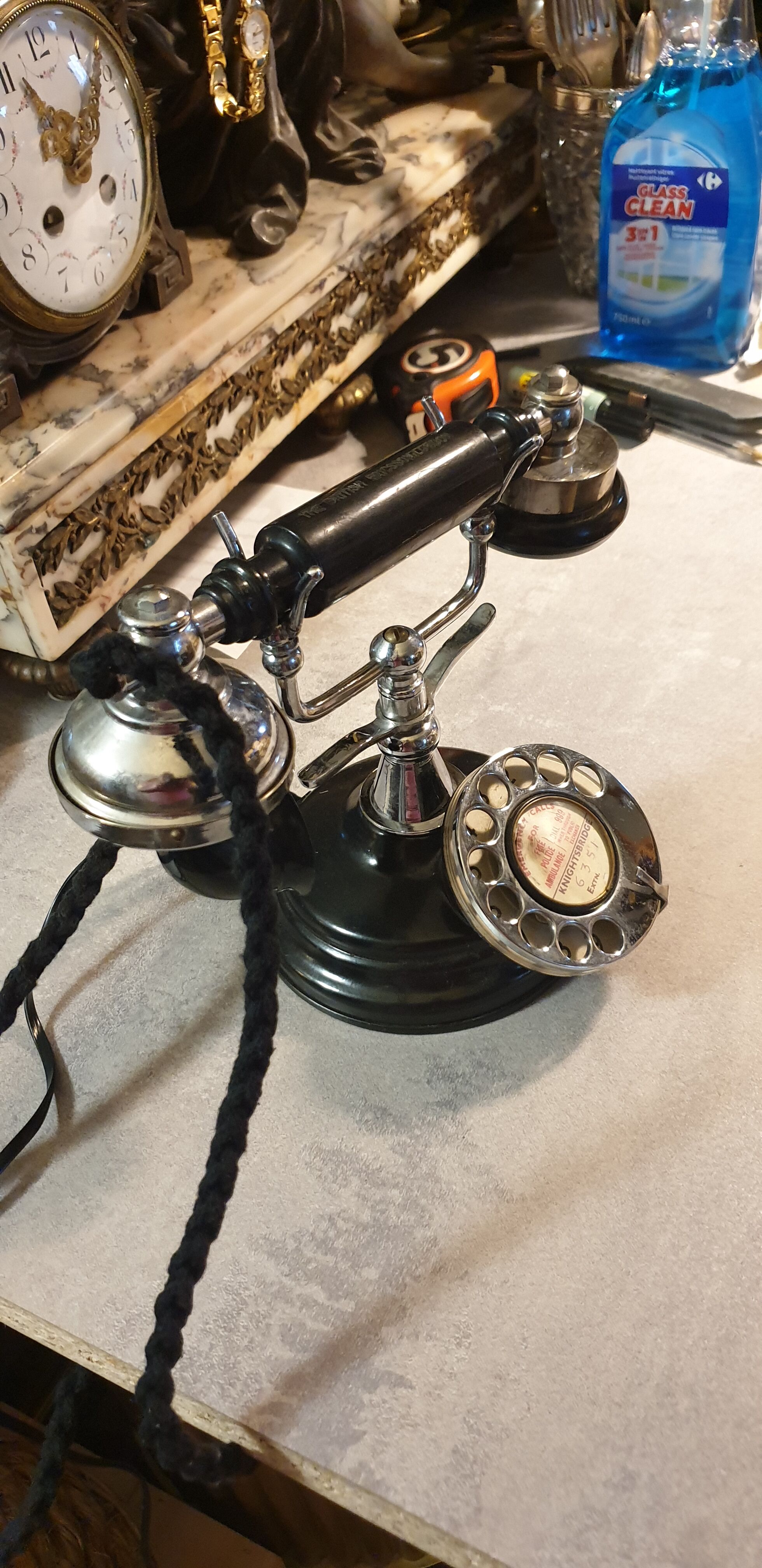 Wired English telephone bell in vintage Bakelite
