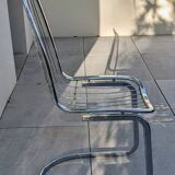 Set of 2 chrome metal chairs, Italian style from the 70s