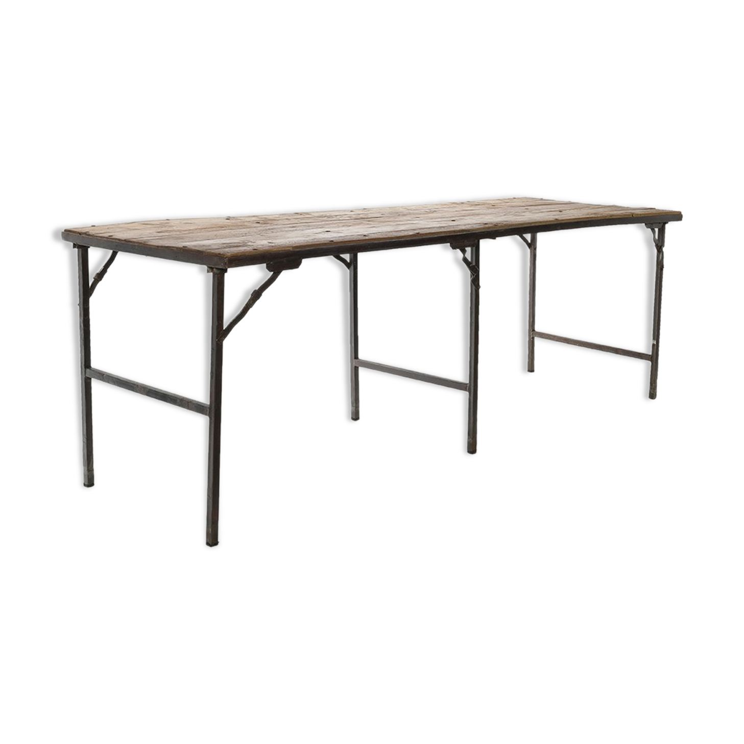Teak and metal folding table