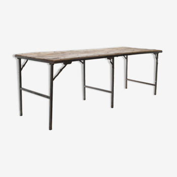 Teak and metal folding table