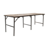 Teak and metal folding table