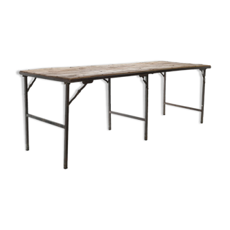 Teak and metal folding table