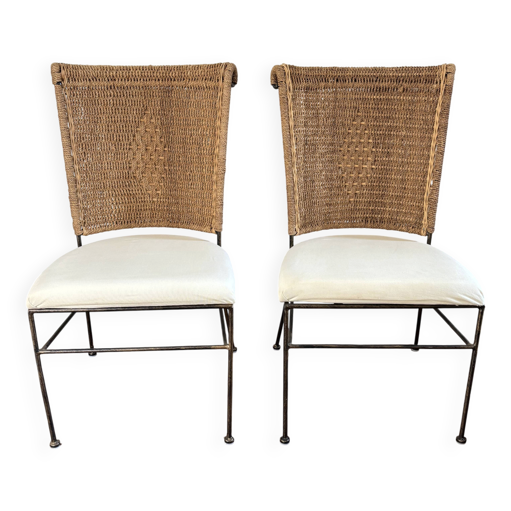 Chaises en fer et corde tressée