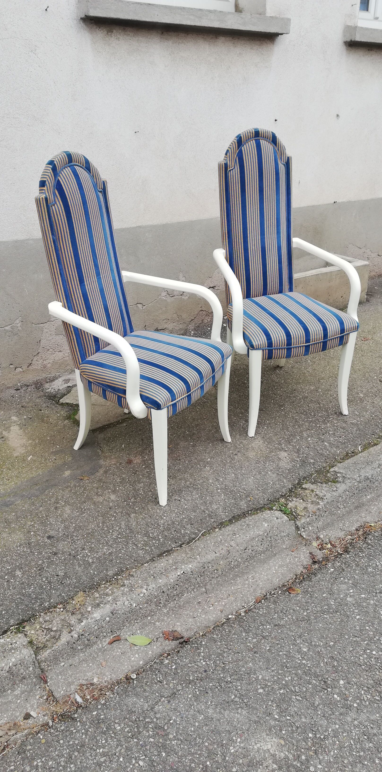Pair of vintage armchairs blue fabric