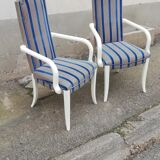 Pair of vintage armchairs blue fabric