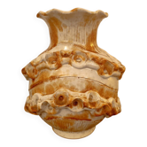 Large brutalist Italian ceramic vase, vintage two-tone, 60s/70s.