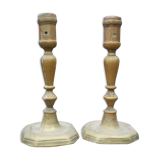 Pair of bronze candlesticks period 17th - high time