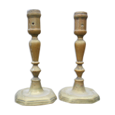 Pair of bronze candlesticks period 17th - high time